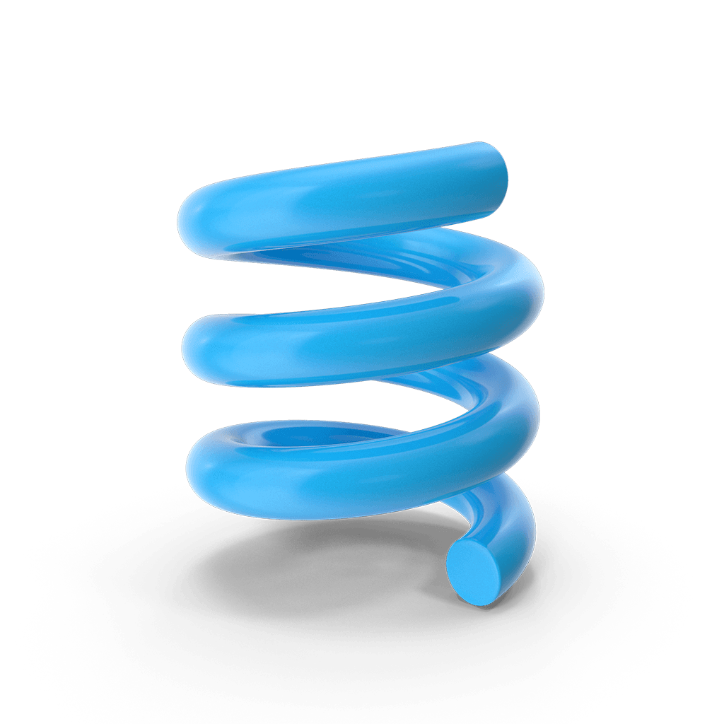 Solido in 3D a forma di molla di colore azzurro