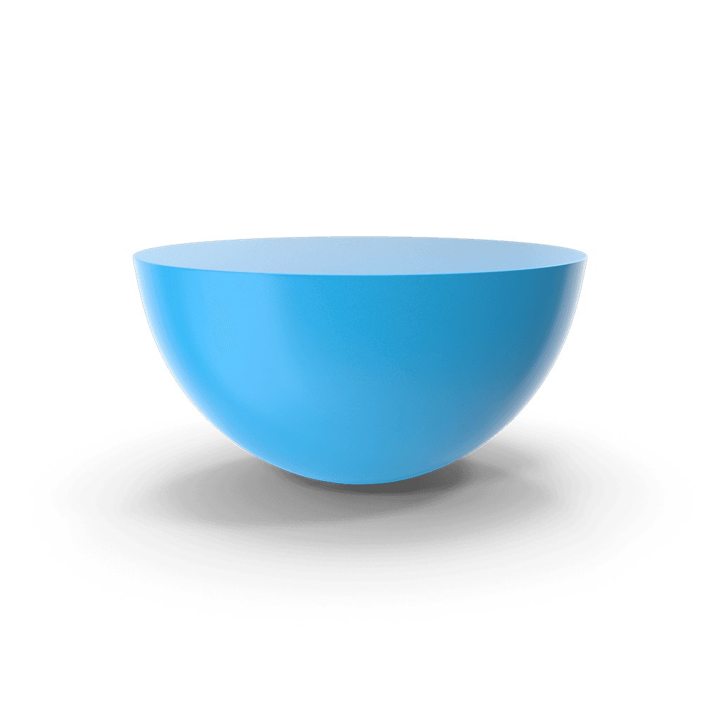 Solido in 3D a forma di mezza sfera di colore azzurro